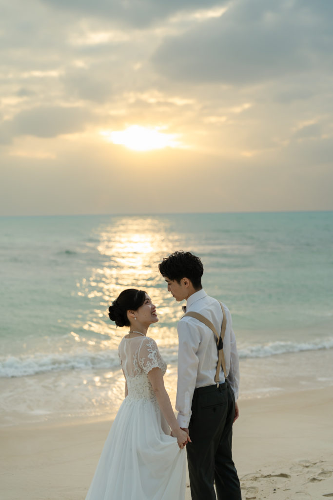 宮古島のサンセットが綺麗な前撮り撮影